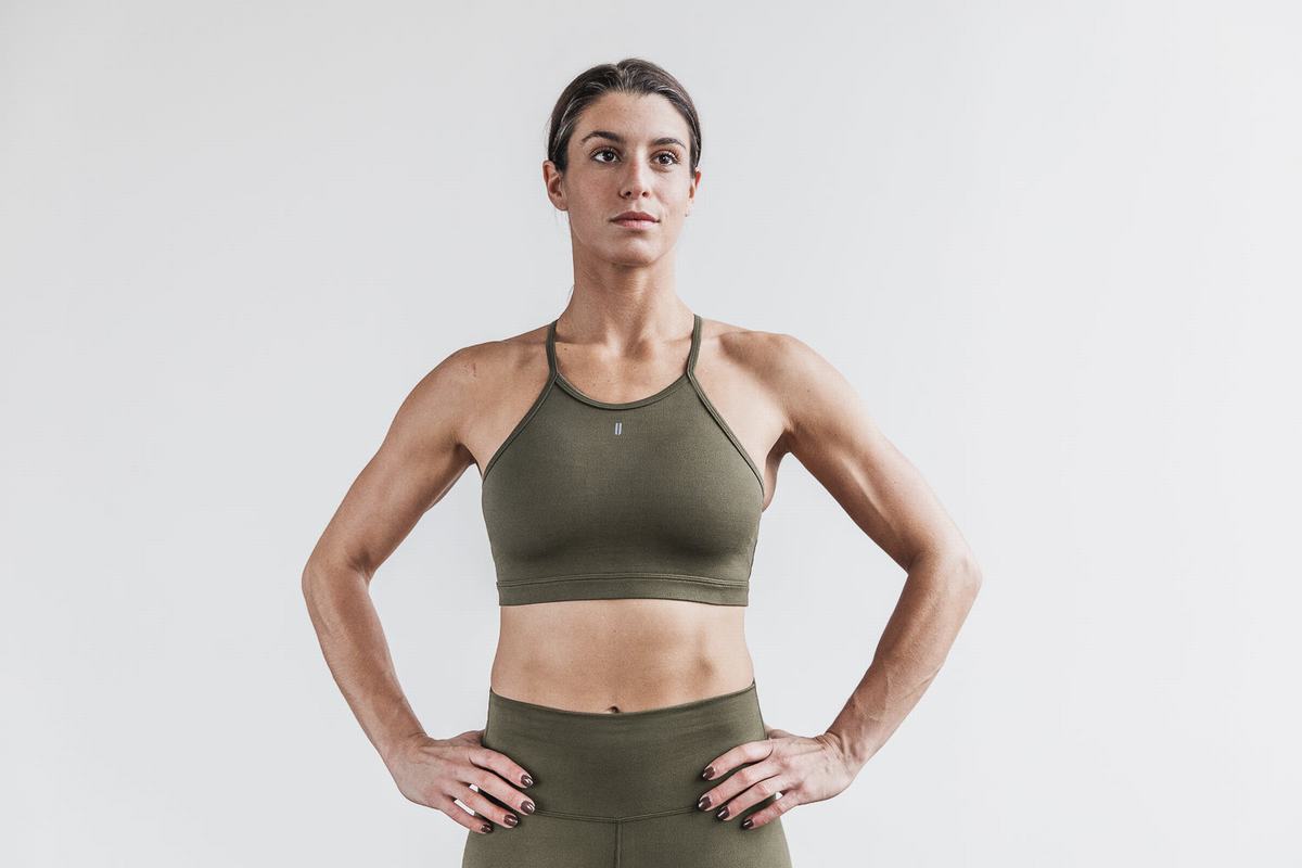 Nobull Halter Matte Women's Sports Bras Green | Australia (JW9607)